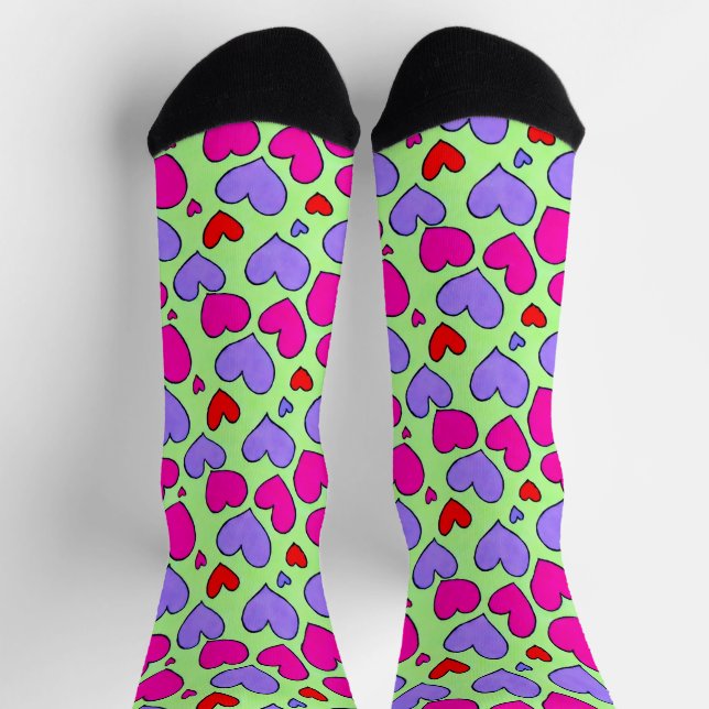 Rosa, Lila und rote Herzsocken Socken (Oben)