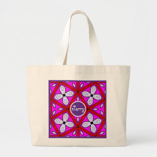 Rosa, Lila und Rotes Florales Geometrisches Design Jumbo Stoffbeutel