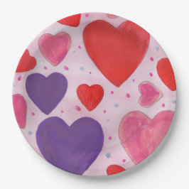 Rosa Lila und rotes Himmelsmuster Pappteller