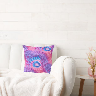 Rosa lila und türkis spirale psychedelische Tie-Dy Kissen