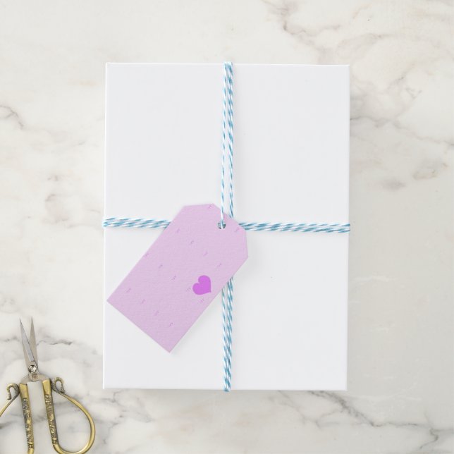 Rosa - Lila Valentinstag Geschenkanhänger (Mit Garn)