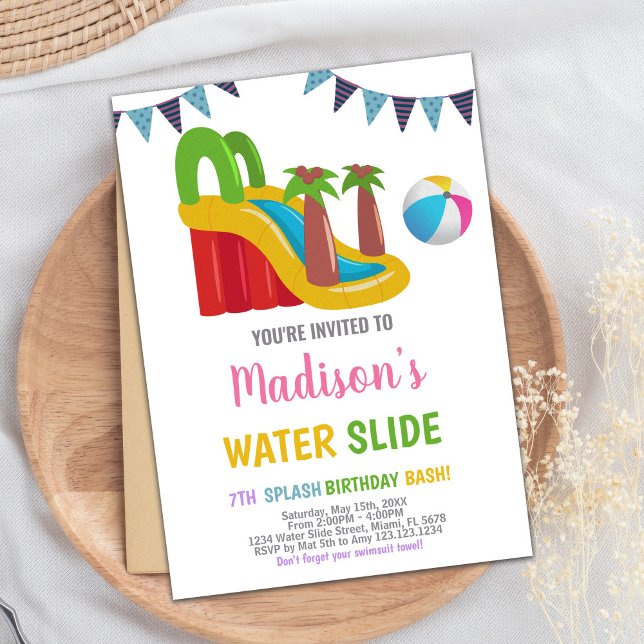 Rosa Lila Wasser Einladungen (Pink Red Purple Water Slide Invitations)