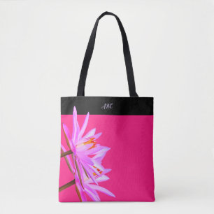 Rosa lila Wasser-Lilie ganz vorbei - drucken Sie Tasche