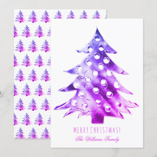 Rosa Lila Weihnachtsbaum Moderne Elegante Einladung