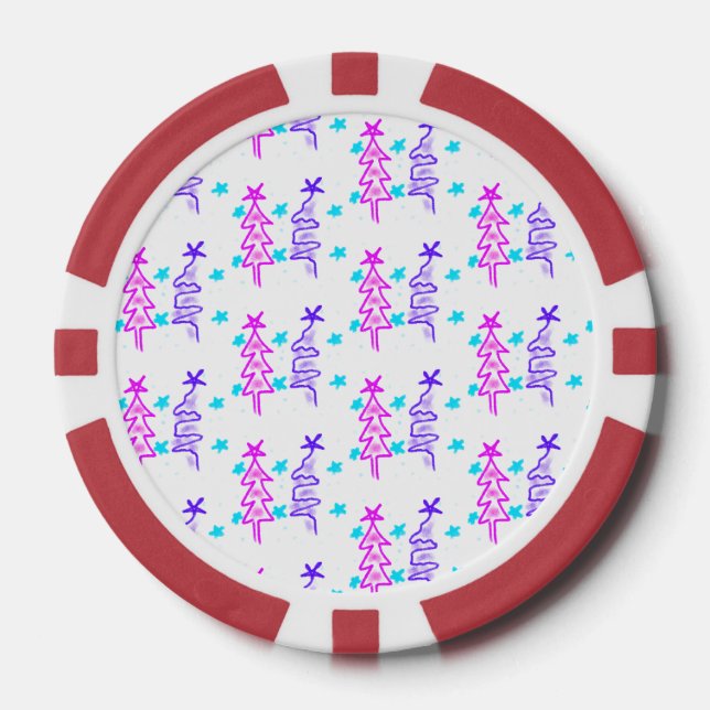 Rosa Lila Weihnachtsfeiertage Weihnachten Pokerchips (Vorderseite)