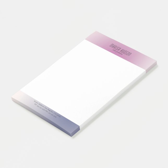 Rosa Lila Weiß Minimalistischer Ästhetikverlauf Post-it Klebezettel (angewinkelt)