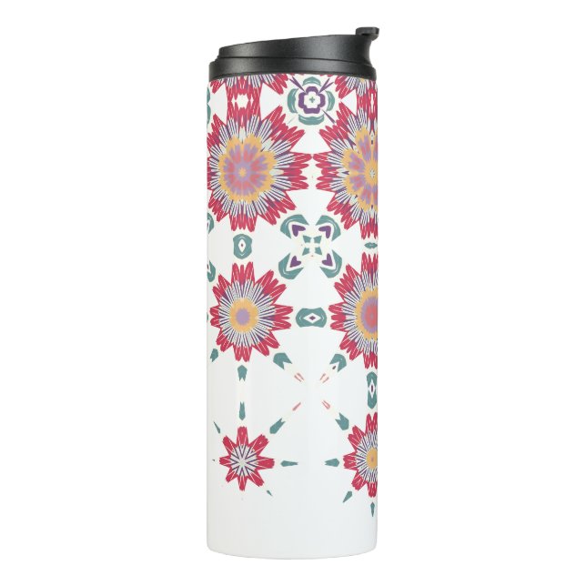 Rosa Lila-weiße Blume Thermosbecher (Nach links gedreht)