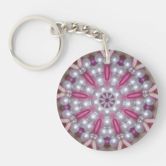 Rosa Lila weiße Perlen Diamonds~ Schlüsselanhänger (Vorderseite)