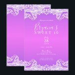 Rosa Lila & Weiße Spitze Sweet 16 Party Einladung<br><div class="desc">Anpassen für jedes Ereignis</div>