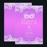 Rosa Lila weiße Spitzen Masquerade Sweet 16 Party Einladung<br><div class="desc">Anpassen für jedes Ereignis</div>