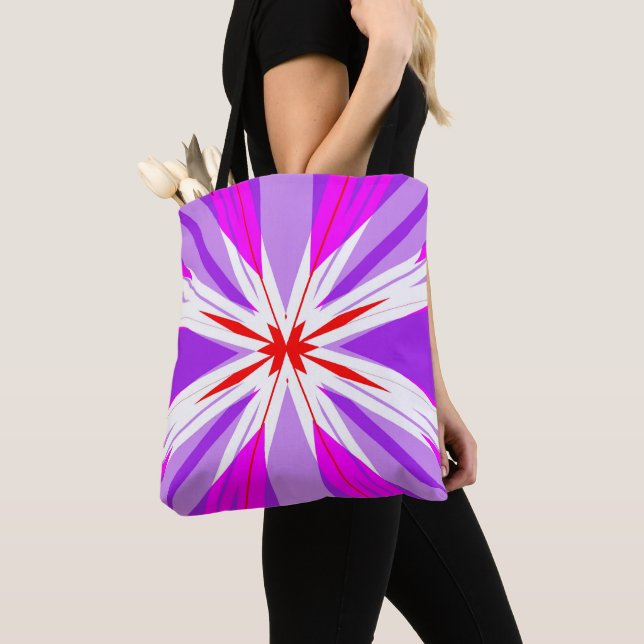 Rosa Lila Weißes Lebensmittelgeschäft Sternexplosi Tasche (Von Nahem)