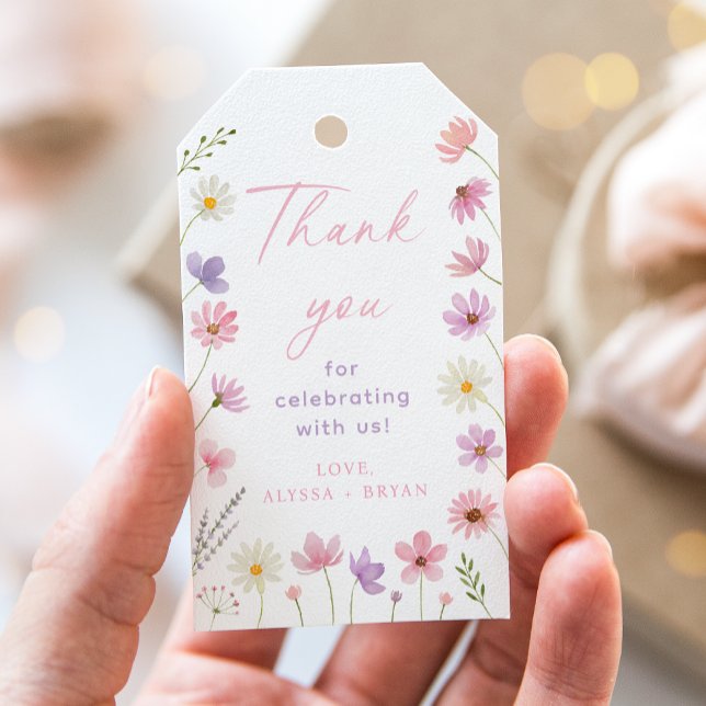 Rosa Lila Wildblumen Kinderdusche Geschenkanhänger (Von Creator hochgeladen)