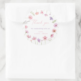 Rosa Lila Wildblumen Kinderdusche Runder Aufkleber