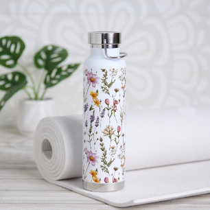 Rosa lila Wildblumen-Muster Trinkflasche