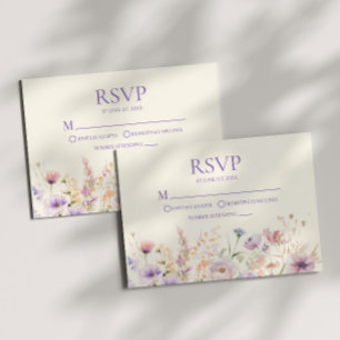 Rosa lila Wildblumen-Wiese Hochzeit-RSVP-Karte RSVP Karte