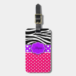 Rosa lila Zebra-Druck-personalisierter Gepäckanhänger