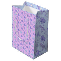 Rosa, Lilac, Blau und Lila Dinosaurier-Geschenktas