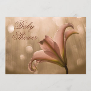 Rosa Lilie Bokeh Babyparty Einladung