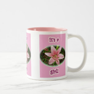 Rosa Lilie Es ist ein Mädchen! Neue Baby-Tasse Zweifarbige Tasse