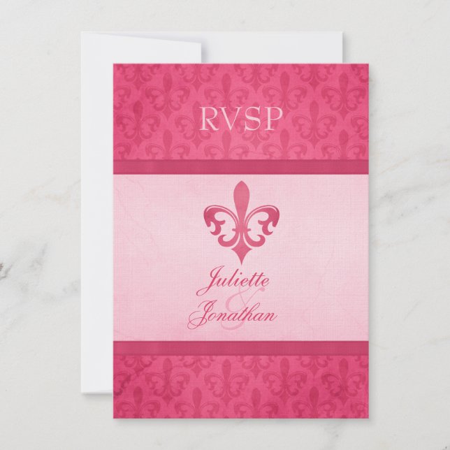 Rosa Lilie - Hochzeit RSVP Einladung (Vorderseite)
