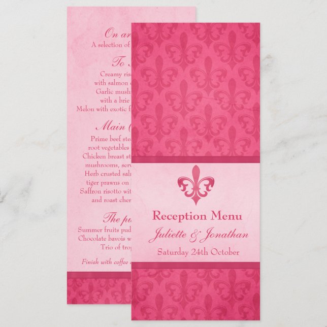 Rosa Lilie Hochzeitsmahlzeiten Einladung (Vorne/Hinten)