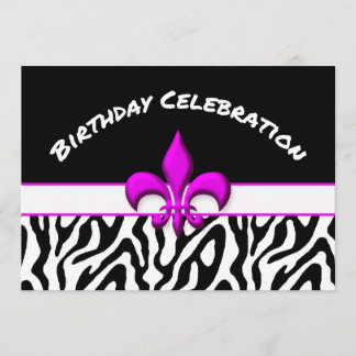 Rosa Lilie Zebra Pattern Geburtstag Einladung