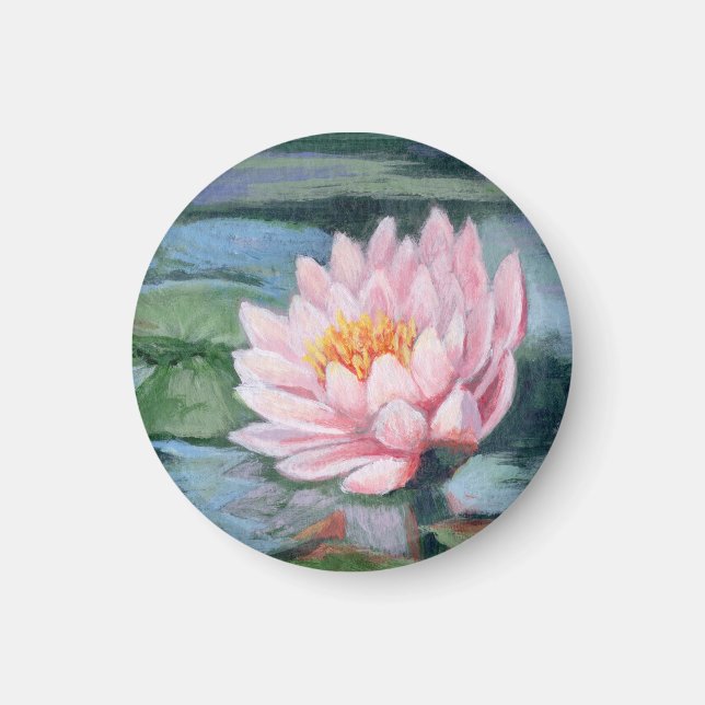 Rosa Lilien auf Grüntönen und Blues - Rundmagazin Magnet (Vorne)