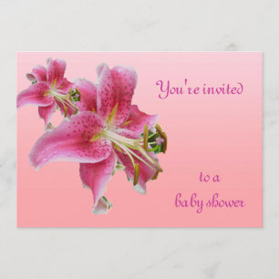 Rosa Lilien-Babyparty-Blumeneinladung Einladung