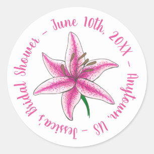 Rosa Lilien-Blumen-Braut-Babyshower-Blumengarten Runder Aufkleber