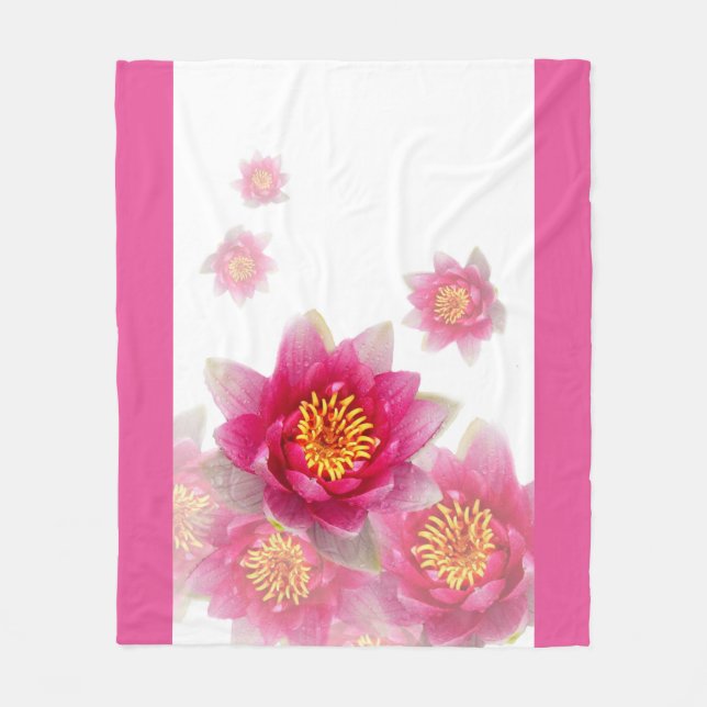 Rosa Lilien Fleecedecke (Vorderseite)