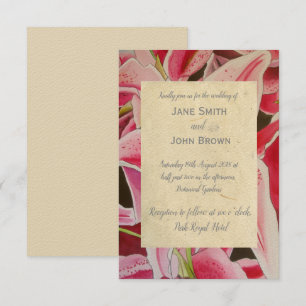 Rosa Lilien Hochzeit Aquarellkunst rustikal Einladung