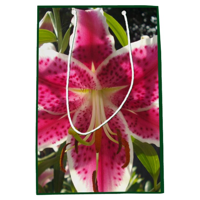 Rosa Lilien Rosa tropische Blume Rosa Blüten Mittlere Geschenktüte (Vorderseite)