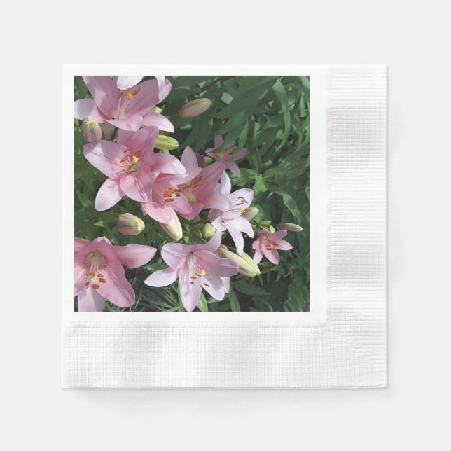 Rosa Lilien Serviette (Vorderseite)