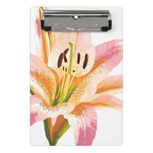 Rosa Lilienblume   Aquarell-Blumenmalerei Mini Klemmbrett