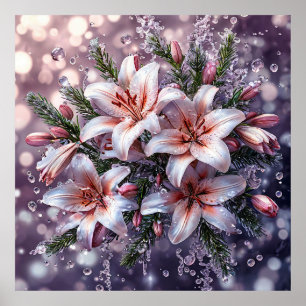 🌸 Rosa Lilienstrauß für elegante Blumendekoration Poster