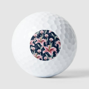 Rosa Lilly Blume Nahtloses Muster. Golfball
