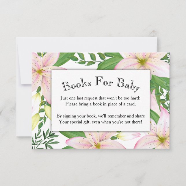 Rosa Lily Floral Baby Showkarte Einladung (Vorderseite)