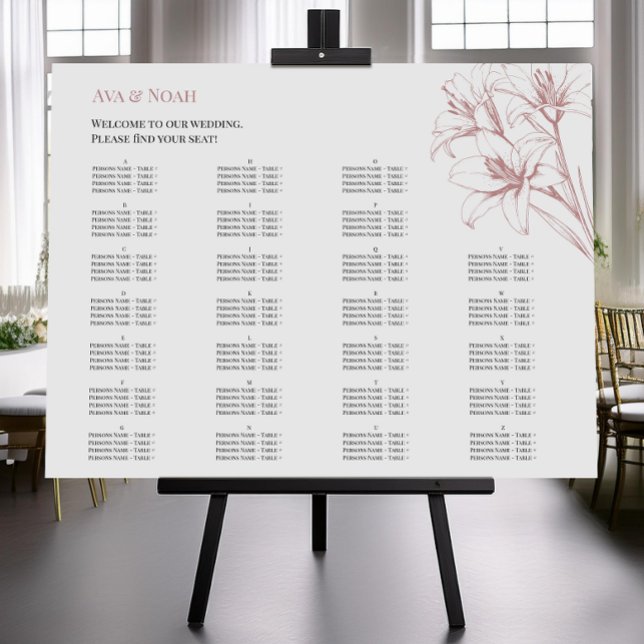 Rosa Lily Kontur Hochzeitstabelle Poster (Von Creator hochgeladen)