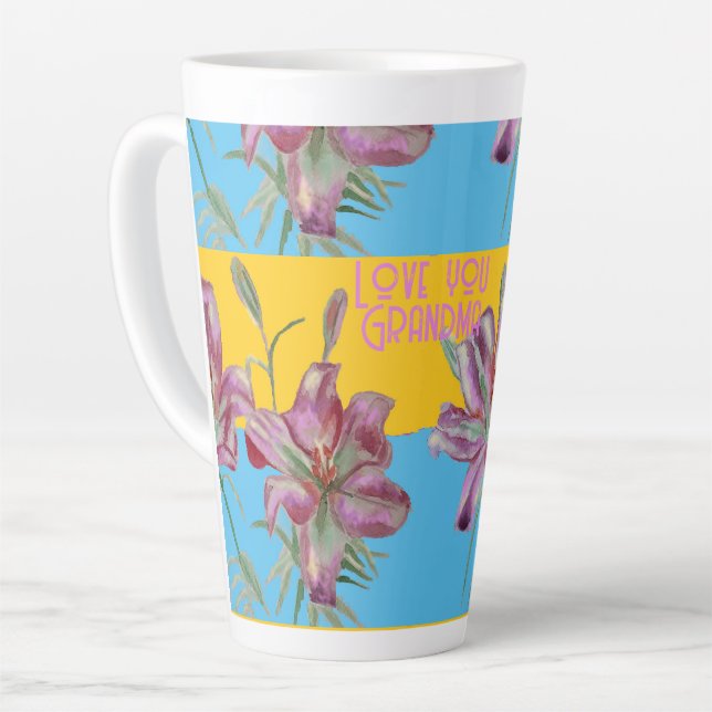 Rosa Lily Lilien Art Oma Name Dekoration Milchtasse (Linke Ecke)