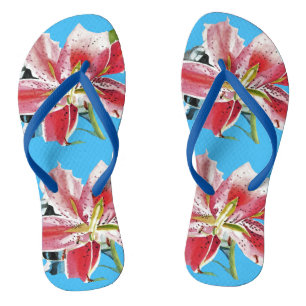 Rosa Lily Lilien Blütenblau Deine Freude Flip Flops