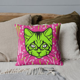 Rosa Limon Weiß Schwarz Moderne Niedliche Katze fa Kissen