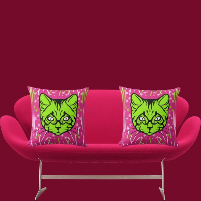 Rosa Limon Weiß Schwarz Moderne Niedliche Katze fa Kissen (Von Creator hochgeladen)