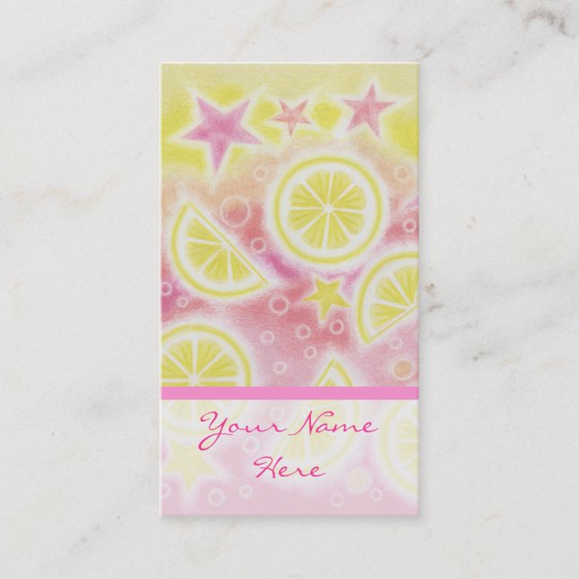 Rosa Limonade-Visitenkarte-Streifen portratt Visitenkarte (Vorderseite)