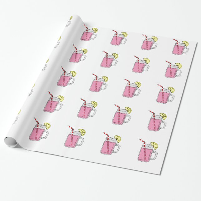 Rosa Limonade-Weckglas Geschenkpapier (Ungerollt)