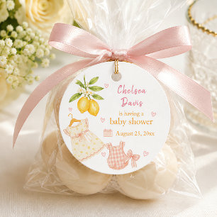 Rosa Limonade Whimsical Watercolor Baby Mädchen Geschenkanhänger