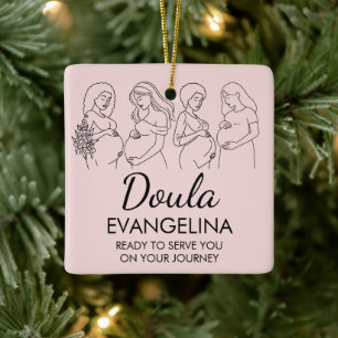 Rosa Linienkunst-QR-Logo-Doula-Geschenk für Kunden Keramikornament
