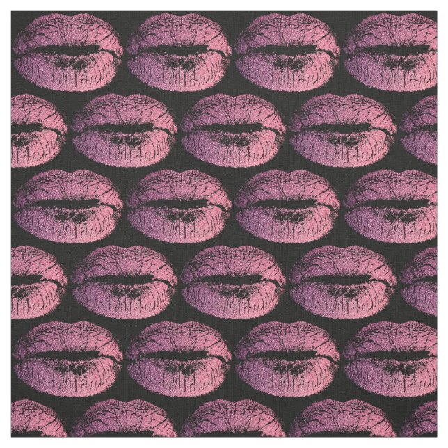 Rosa Lippen auf Schwarz Stoff (Muster)
