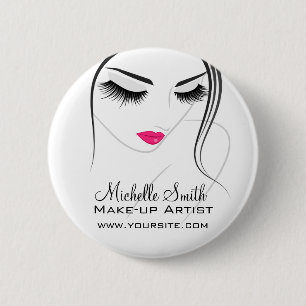 Rosa Lippen Begegnen lange Striche Lash Extensions Button