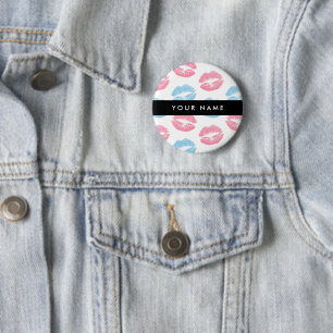 Rosa Lippen, blaue Lippen, Kuss, Ihr Name, persona Button