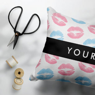 Rosa Lippen, blaue Lippen, Kuss, Ihr Name, persona Dekokissen
